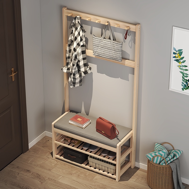 Shoe cabinet clothes hanging integrated multifunctional shoe rack Garrack floor door combination Xuan-switch Shoe stool hanging hanger into door 