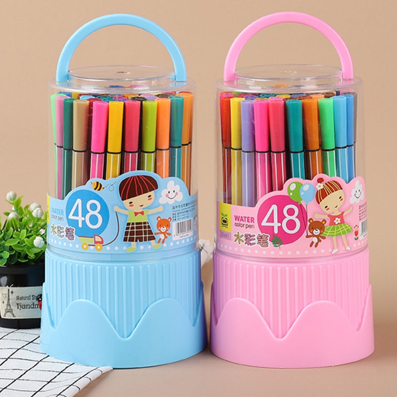 Children's watercolor pen suit washable non-toxic nursery color stroke pen elementary students 24 color 48 Fine art special