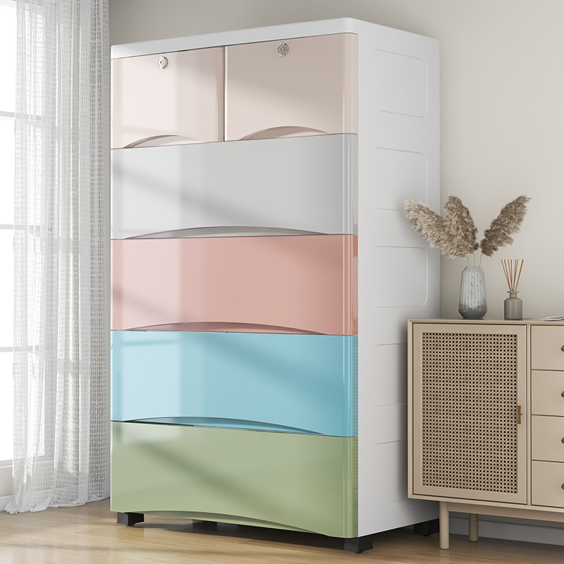 Dormitory thickened drawer-type storage box household five-drawer cabinet baby wardrobe clothes finishing box living room storage box