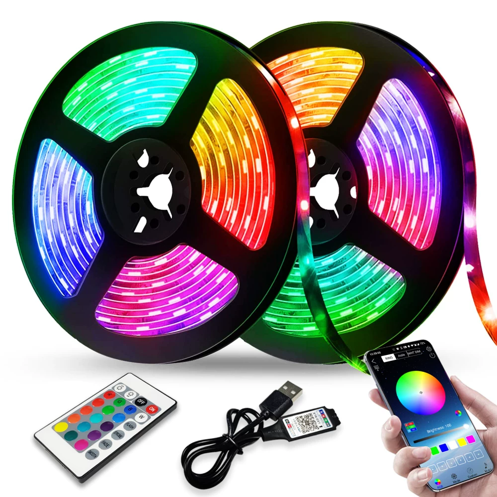 Светодиодные ленты RGB 2835 Bluetooth управление USB гибкие 5050