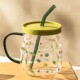2025 New Style Ins-Style Glass Water Cup with Lid and Straw for Girls, High-Value Cup for Home Use and Office, Suitable for Milk Tea