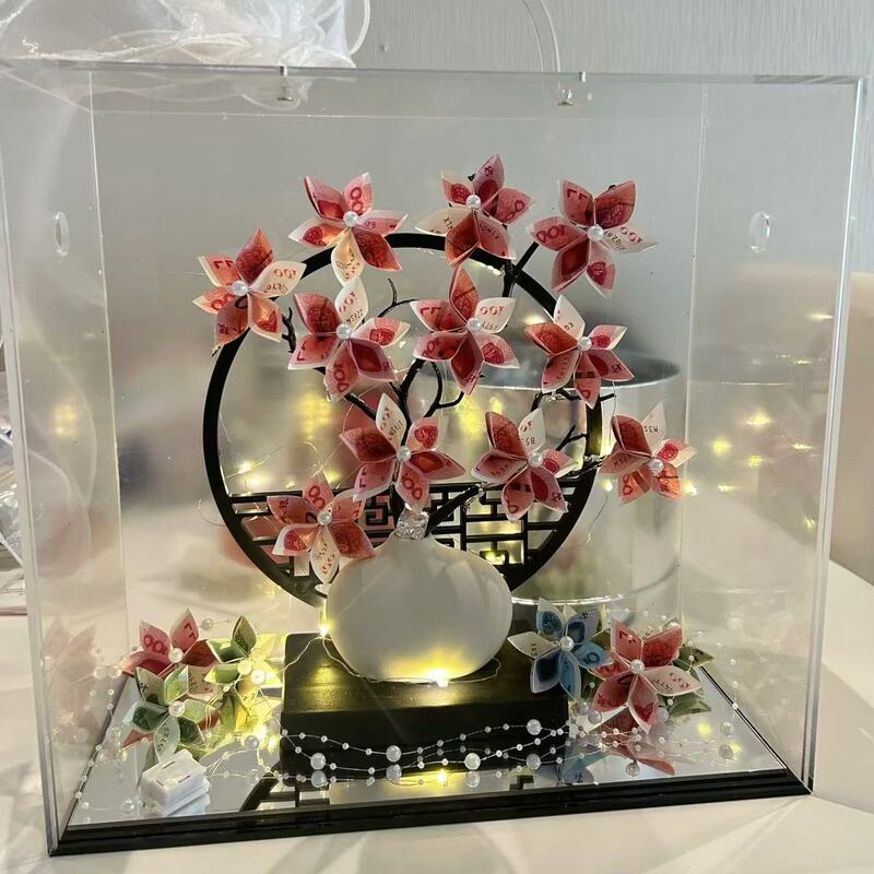 Money Tree Wealth Flower Complete Set of Handmade Materials High-End Acrylic Gift Box Luxurious Valentine's Day Birthday Creative Gift Money Tree Wealth Flower Complete Set of Handmade Materials High-End Acrylic Gift Box Luxurious Valentine's Day Birthday Creative Gift