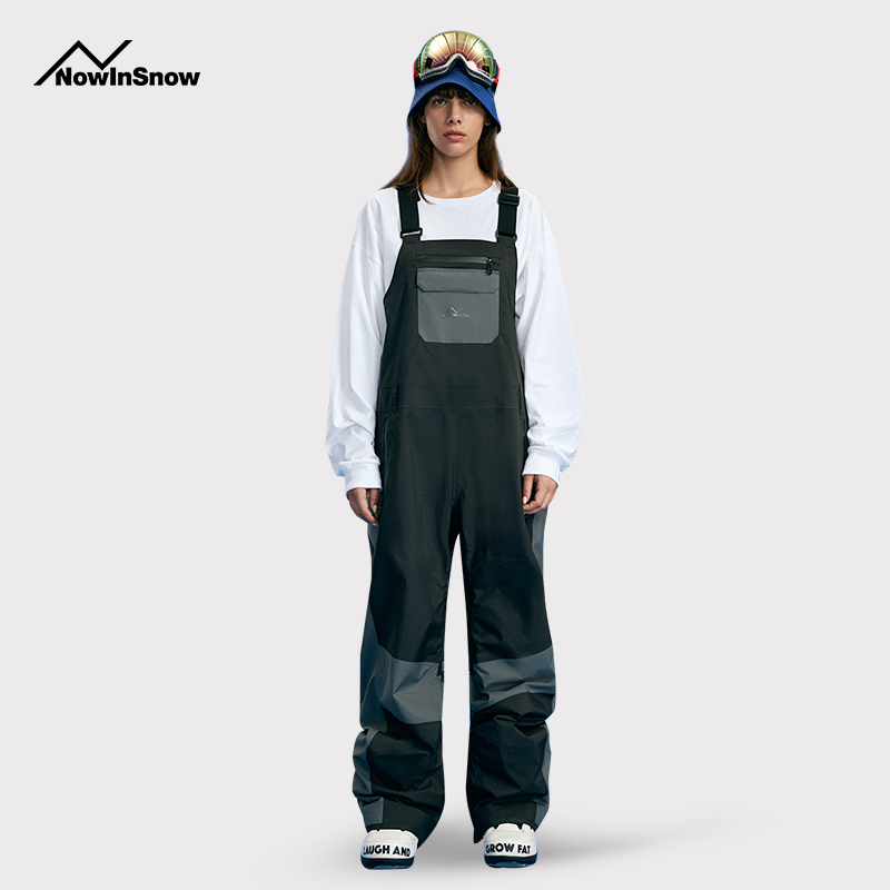 nis snow now new ski overalls women's black veneer men's niche double-board waterproof jumpsuit nowinsnow