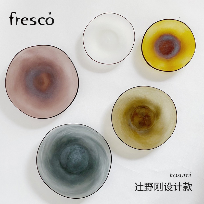Japanese Imported Fresco Designer Glass Fruit Plate Snack Plate Household Japanese-Style Fruit Bowl with a High-End Feel