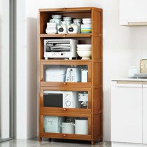 Kitchen floor-to-floor layered shelf household multifunctional seasoning microwave oven rack for pots and dishes-free storage cabinet