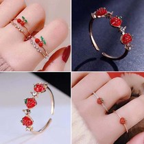Girl ring Single ring Single ring Girl ring Simple Japanese and Korean cute strawberry cherry opening ring