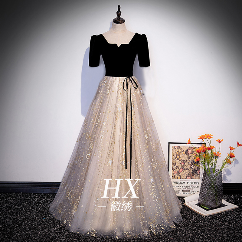 Adult Evening Dress for Women, Light Luxury, Niche, High-End French Style, Sophisticated Feel, Choir, Piano, Vocal Performance, Graduation Dress for Women