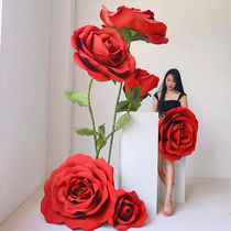 Large EVA rose fake flower simulation flower display window decoration outdoor scenery set handmade simulation flower art