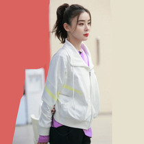 French maje Yuan long overdue Jacket Minimalist stitching Coloured loose 100 Lap Zipper Open Jersey Woman