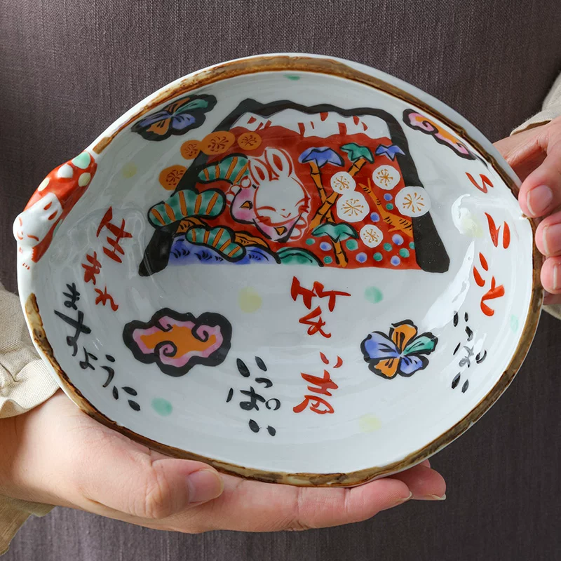 Yuli печь японский импорт керамика Fuji дневник кролик овальная миска салатовая миска десертная миска японский стиль