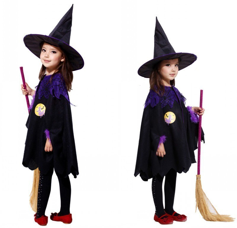 Halloween children play dress girl witch cape cosplay costumes small witch witch party performance suit-Taobao