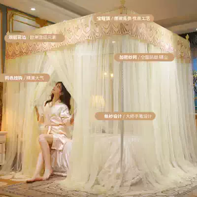 Mosquito net shelf a set of home bedroom three doors 2021 New Princess wind girl single buy bold and thickened strut