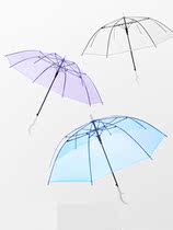 Painting goddess adult painting pure color durable transparent umbrella double male and female three turns automatically custom child diy long handle