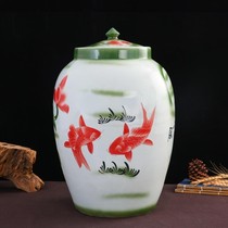 Jingdezhen ceramic mi gang rice bucket cylinder cylinder 20kg 30kg 50 kilo 100 pounds of moisture-proof seal storage tank