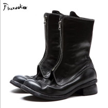  Presale] fluxeeker | MINUSONE hand-rubbed color zipped high boots handmade shoes