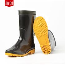 Medium and high-top rain boots for men warm and waterproof work rain boots mens non-slip construction site labor protection rain boots short-tube water shoes rubber shoes