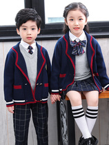 Kindergarten Garden Clothing Sweater Suit for male and female children Banfu Yinglun Wind Spring and Autumn Four pieces of primary school Childrens pure cotton school uniform