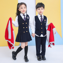 New primary school childrens class uniforms Kindergarten Garden Suit School Uniforms Spring Autumn Graduation Season suit Inn Wind Childrens waistcoat
