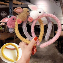 Korean version of plush bunny hair band hairpin cute rubber band girl cartoon Joker net red hair accessories hairpin headdress