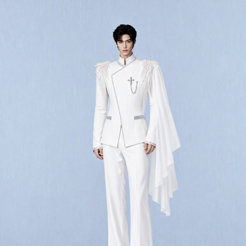 Dw【Holy Cross】Wide-Shoulder, Narrow-Waist Suit with a Structured Design, Slim-Fit, Structured Performance Outfit for Men