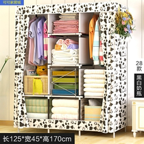 Fabric wardrobe reinforcement steel folding storage rack dormitory disposable simple assembly wardrobe single solid wood rental