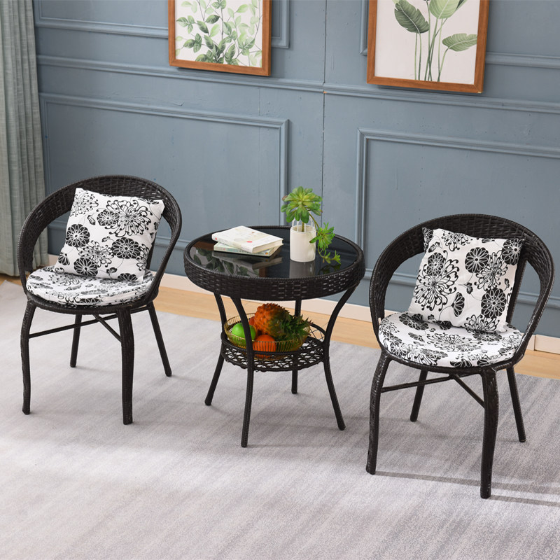 Beauty salon shoproom balcony small tabletea couple vine negotiate comfortable round table chair set modern minimal glass