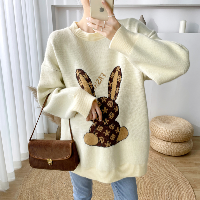 Advanced senses pregnant woman sweater women's autumn winter clothing online red new foreign-style thickened-knitted sweatshirt for pregnant women Two sets of pants