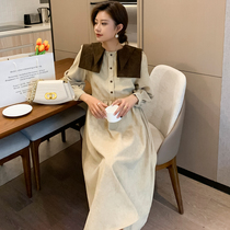 Pregnant woman Spring clothing dress in dress with long style retro light core suede fashion elegant temperament long skirt over knee air surgmy woman