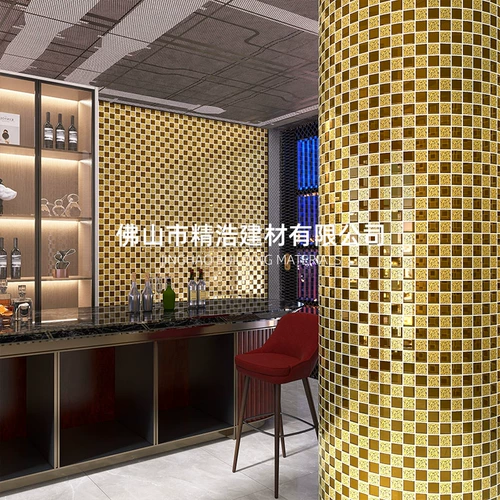 Титановая керамическая Золотая мозаика, фоновая настенная плитка, серебряная плитка для бара, вестибюля отеля, розовое золото, плитка для украшения храма