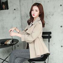 Short trench coat female student Korean version of 2021 autumn new Joker waist size slim thin long sleeve small coat