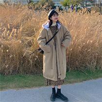 Thickened long tooling cotton-padded jacket women's winter 2021 new loose Joker Korean version of warm cotton-padded jacket jacket