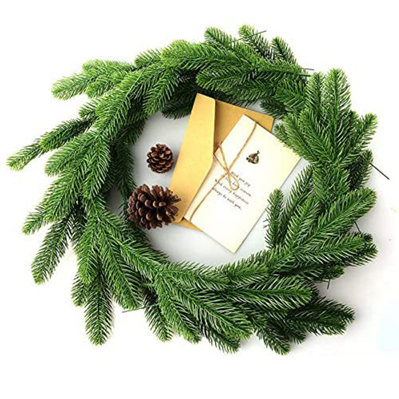 Simulation three-fork dusting pine needles DIY handmade wall garland material plant wall arrangement Christmas home decoration