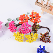 Emulated red gold double head berries Fat fruit DIY handmade Christmas flower ring wedding celebration wrist flower material red fruits