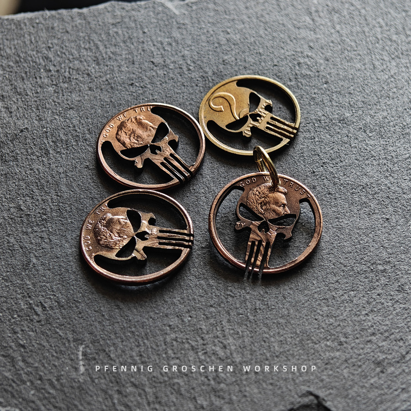DIY Punisher Skull Coin from the Us 1 Cent Coin, Modified and Handcrafted Creative Pendant F13