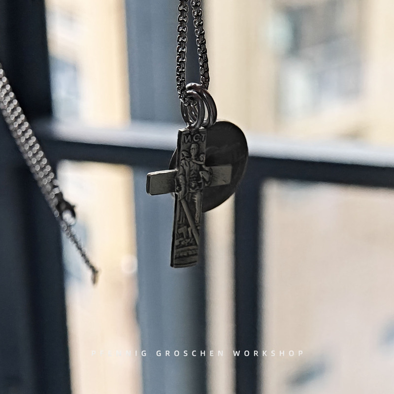 DIY Coin Cross Soviet Union Real Coin Cutting and Hand-Polishing Creative Pendant Accessory F33