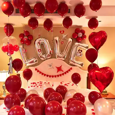 Wedding room layout set wedding dress wedding flower decoration creative romantic wedding new house scene layout women's bedroom balloon