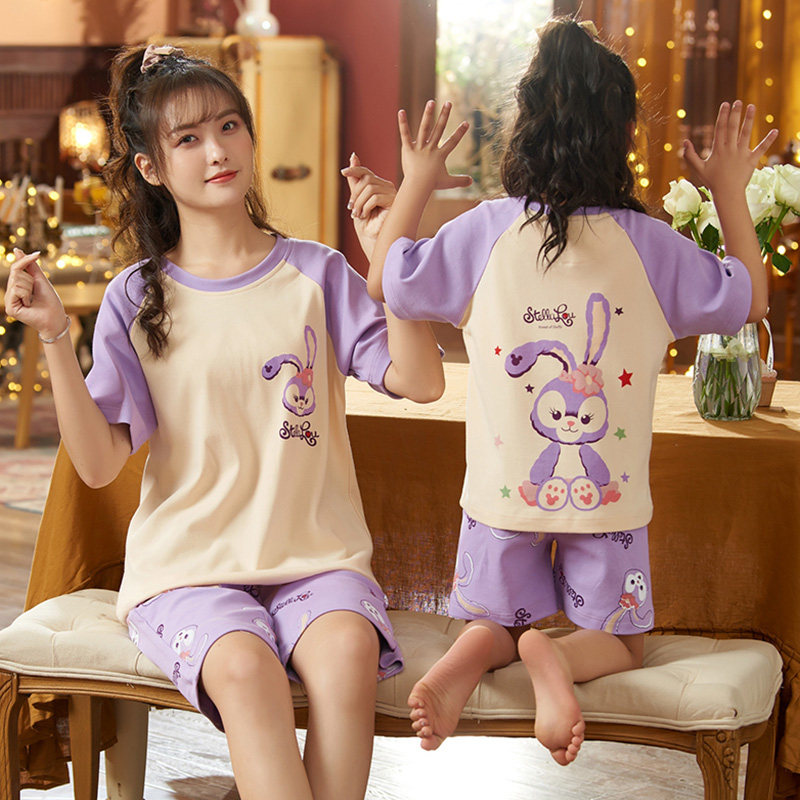 Parent-child dress new wave 2022 Children's pyjamas Summer baby girl CUHK Girl short sleeve shorts pure cotton