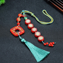 High-quality high-content cinnabar painted bag trailer hanging blessing longevity wealth happiness longevity and festive car hanging accessories