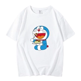 Футболка Doraemon с короткими рукавами и анимацией для мальчиков и девочек, 100% хлопок