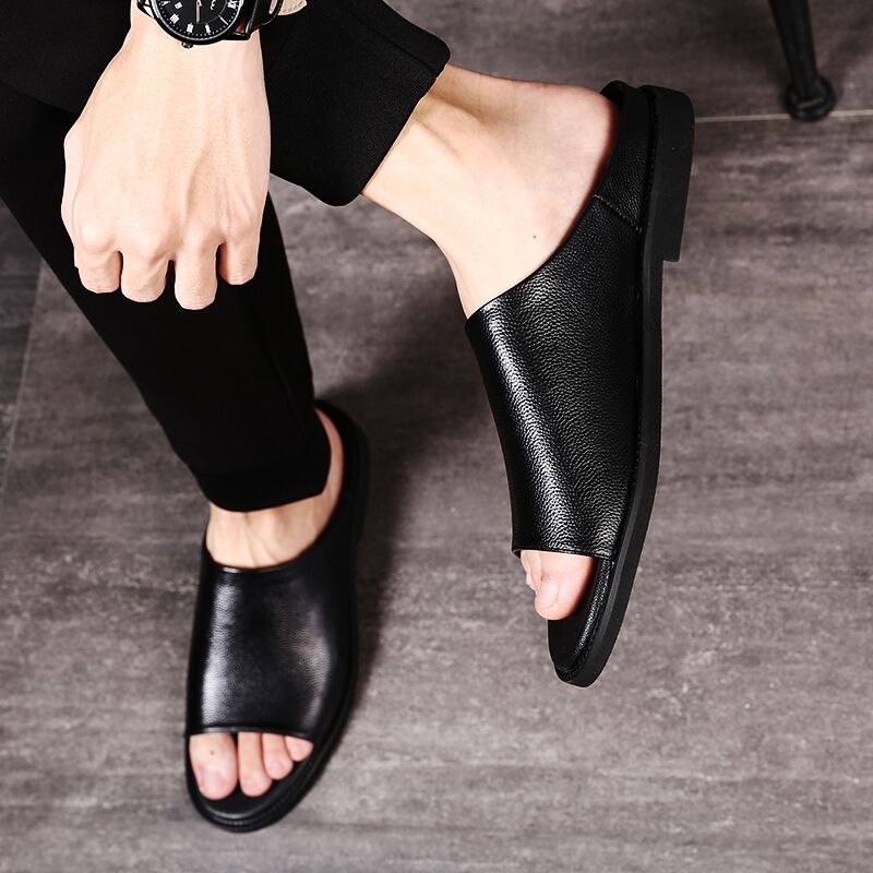 Brand name High end quality 2022 Summer new young men 100 hitch casual sandals Rome genuine leather sandals