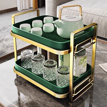 Cup storage rack double-layer tea cup rack tea set storage rack drain tray household desktop water cup cup