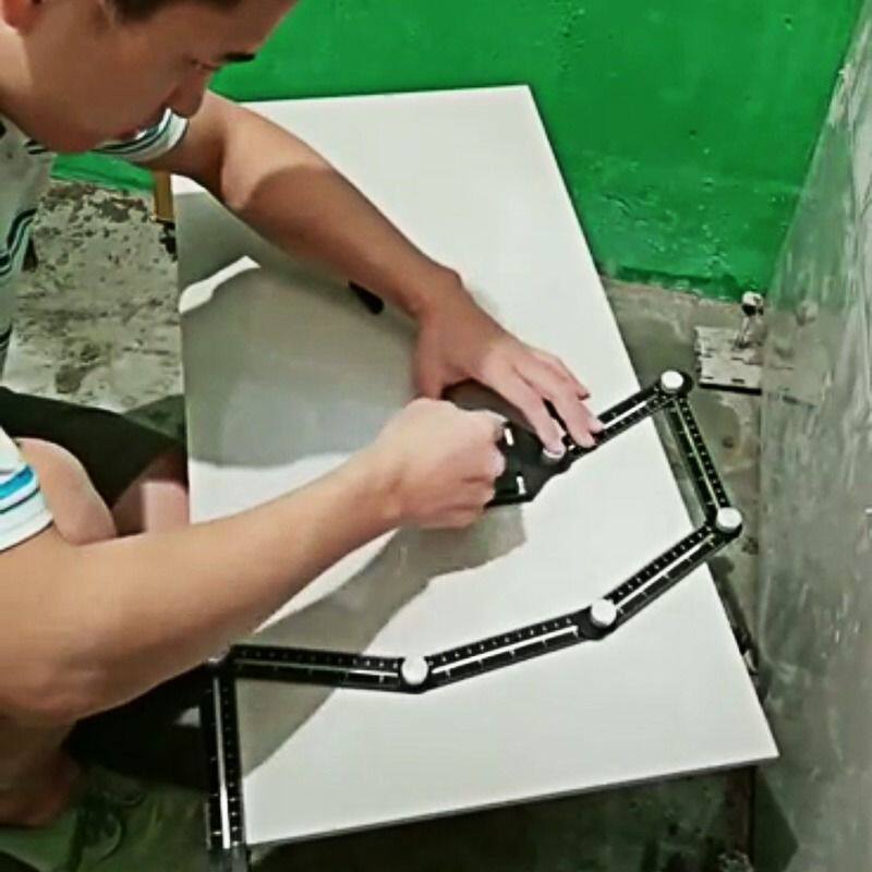 Tile Drilling Diner Universal Drilling Machine 25mm Mud Tile Work Punching Ruler Multifunction Patch Brick Theorizer Six Fold Ruler