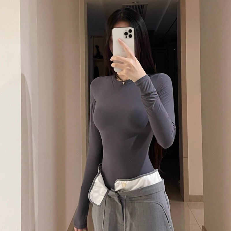 【Xiao Fan Zhongshu】Fits Slim-Fitting Long-Sleeve Base Shirt for Women, T-Shirt for Autumn Layering