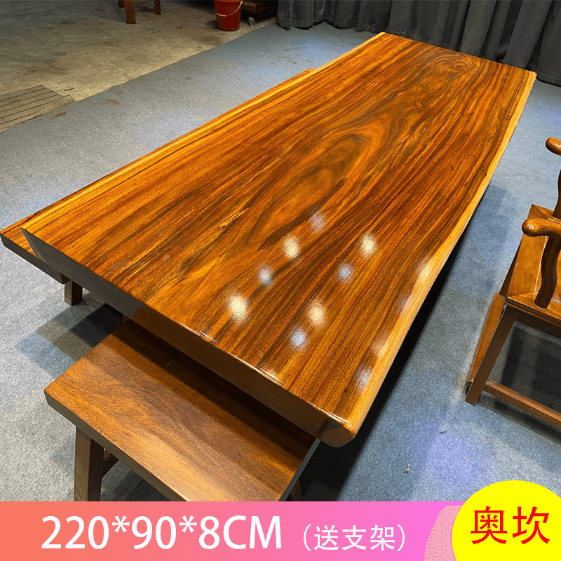 Large board Okan solid wood tea table new Chinese Zen tea table home study living room light luxury simple tea table and chair combination