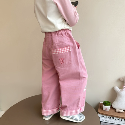 Осенние весенние детские штаны, в западном стиле, свободный прямой крой