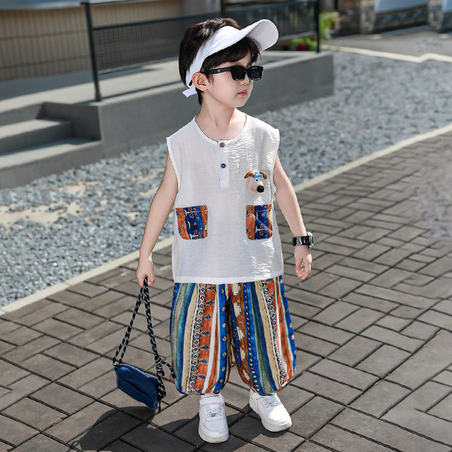 Children's Clothing Boys' Summer Mosquito-Repellent Pants Set 2026 New Thin Sleeveless Vest Baby Trendy Casual Clothes
