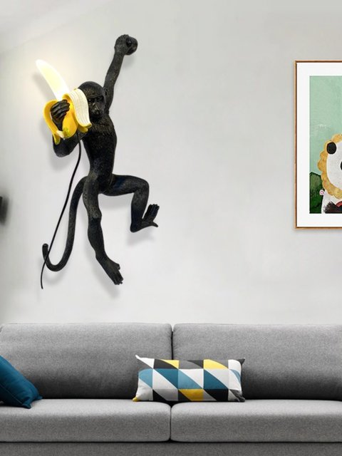 Nordic Creative Monkey Lamp Banana Wall Lamp Children's Room Animal Decoration Table Lamp Bedroom Dining Room Personalized Art Chandelier