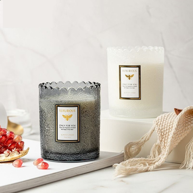 Niche ins Style Lace-Edged Embossed Scented Candle Souvenir Bedroom Romantic Flirting Sleep Aid for Girls Freesia