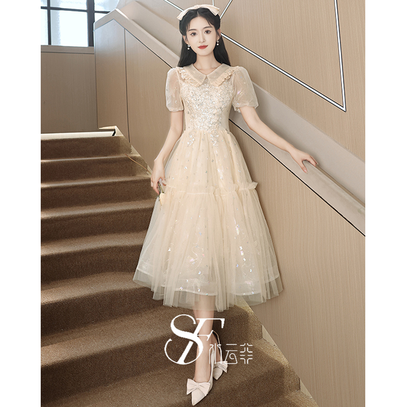 French-Style Evening Dress for Women 2026 New Model Banquet Host Art Exam High-End High School Student Dress Coming-Of-Age Ceremony