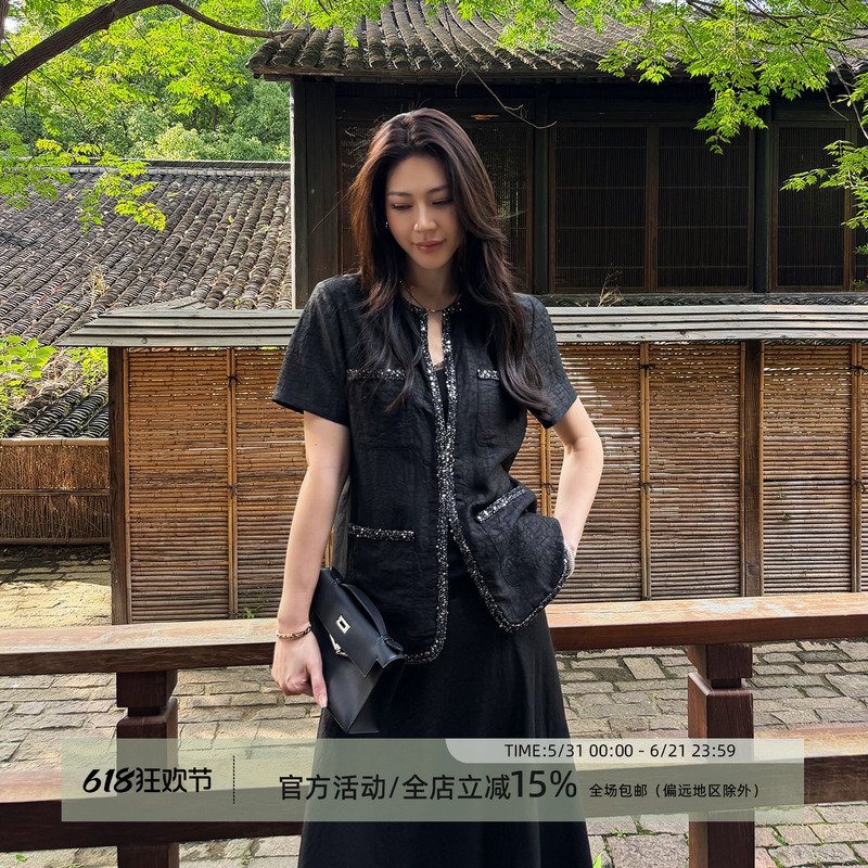 Wang Huanhuan Mslime【Heritage】100% Mulberry Silk Hand-Embroidered Fragrant Cloud Silk Top Elegant Cardigan Jacket Wang Huanhuan Mslime【Heritage】100% Mulberry Silk Hand-Embroidered Fragrant Cloud Silk Top Elegant Cardigan Jacket